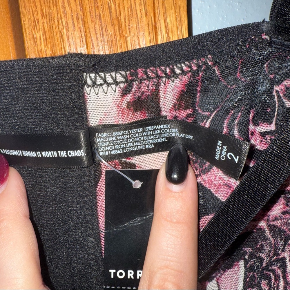 Torrid Black and Pink Floral Unlined Bra - Picture 7 of 8